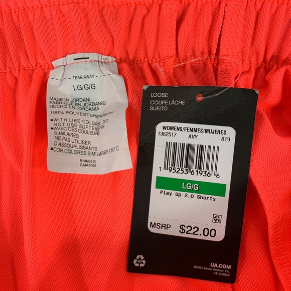 Under Armour Women's UA Play Up 2.0 Shorts Size Large 1362517 Brilliance Pink - Picture 4 of 10